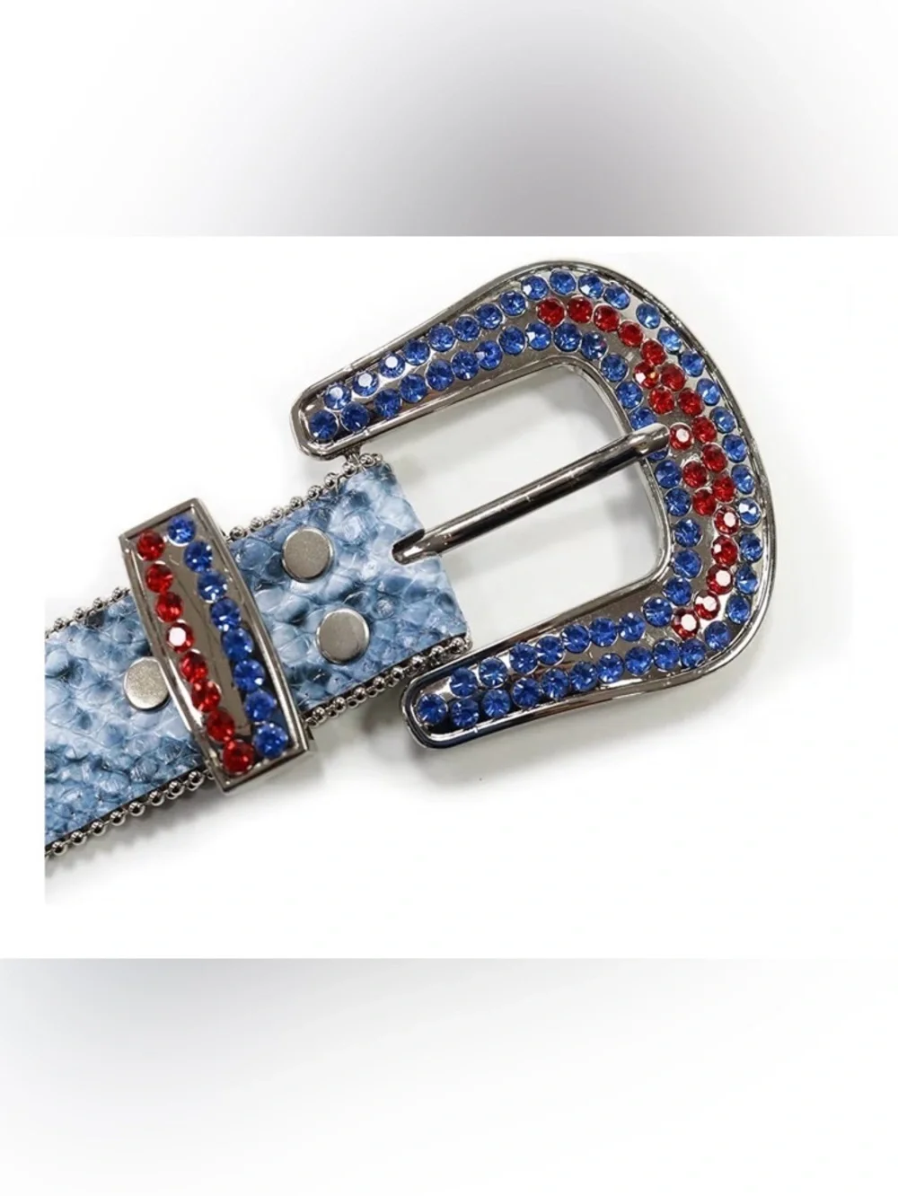 ZHCWT | women’s Red & Blue rhinestone western belt.